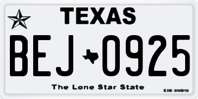 TX license plate BEJ0925