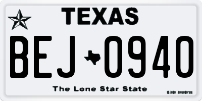 TX license plate BEJ0940
