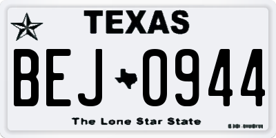 TX license plate BEJ0944