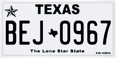TX license plate BEJ0967
