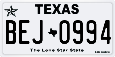 TX license plate BEJ0994