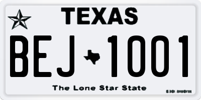 TX license plate BEJ1001