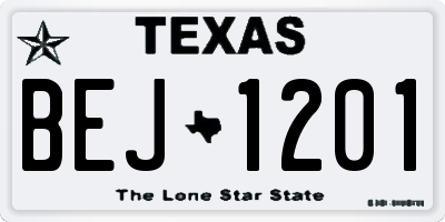 TX license plate BEJ1201