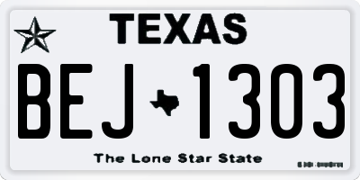 TX license plate BEJ1303