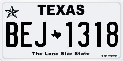 TX license plate BEJ1318
