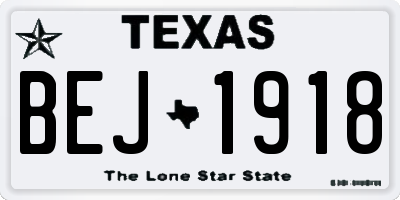 TX license plate BEJ1918