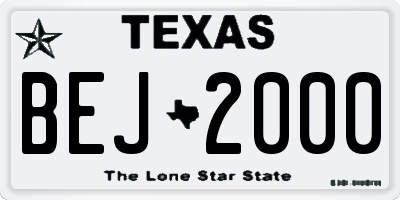 TX license plate BEJ2000