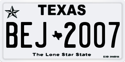 TX license plate BEJ2007