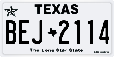 TX license plate BEJ2114