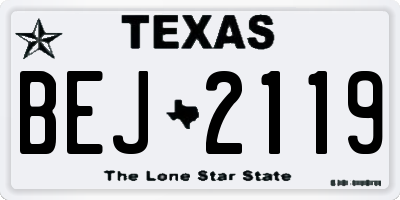 TX license plate BEJ2119