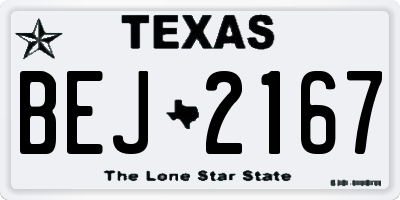 TX license plate BEJ2167