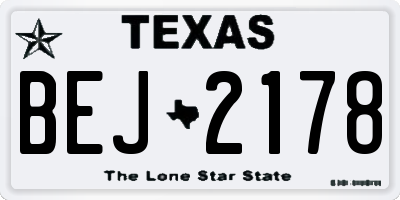 TX license plate BEJ2178