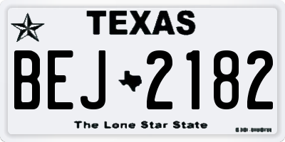 TX license plate BEJ2182
