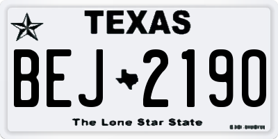 TX license plate BEJ2190