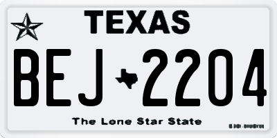 TX license plate BEJ2204