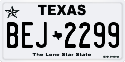 TX license plate BEJ2299