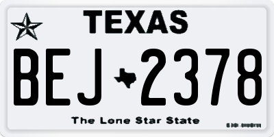 TX license plate BEJ2378
