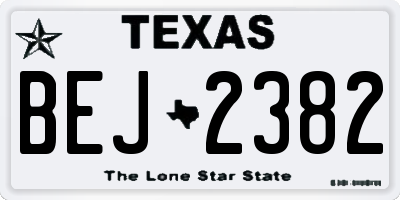 TX license plate BEJ2382