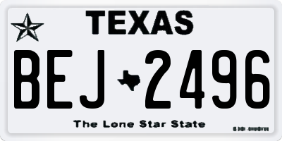 TX license plate BEJ2496