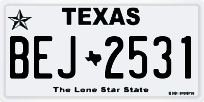 TX license plate BEJ2531