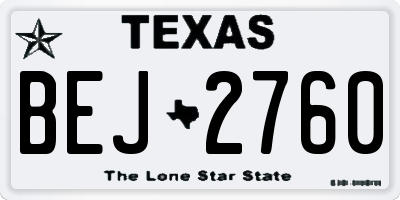 TX license plate BEJ2760