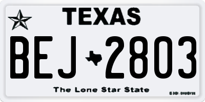 TX license plate BEJ2803