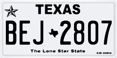 TX license plate BEJ2807