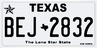 TX license plate BEJ2832