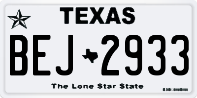 TX license plate BEJ2933