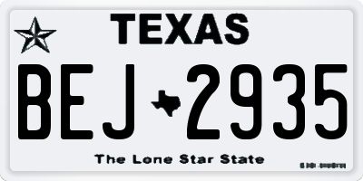 TX license plate BEJ2935