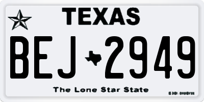 TX license plate BEJ2949