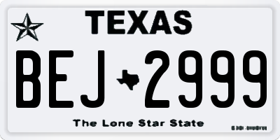 TX license plate BEJ2999