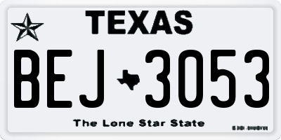 TX license plate BEJ3053