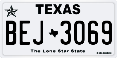 TX license plate BEJ3069