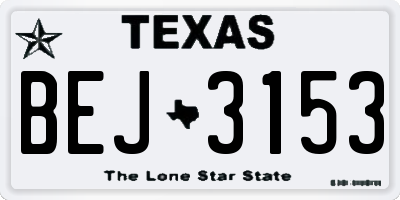 TX license plate BEJ3153