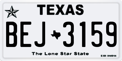 TX license plate BEJ3159