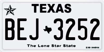 TX license plate BEJ3252