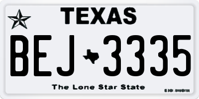 TX license plate BEJ3335