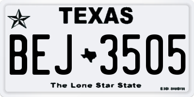TX license plate BEJ3505
