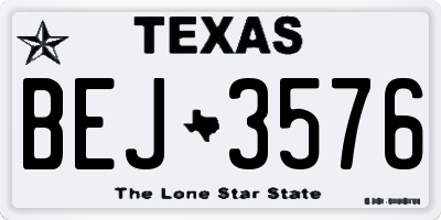 TX license plate BEJ3576