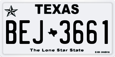 TX license plate BEJ3661