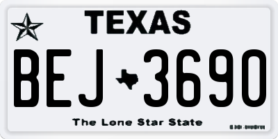 TX license plate BEJ3690