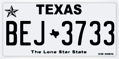 TX license plate BEJ3733