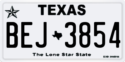 TX license plate BEJ3854