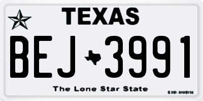 TX license plate BEJ3991