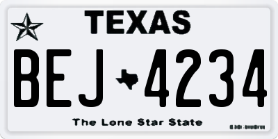 TX license plate BEJ4234
