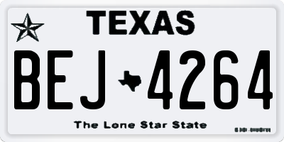 TX license plate BEJ4264