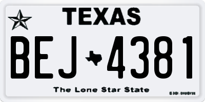 TX license plate BEJ4381