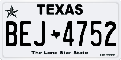 TX license plate BEJ4752