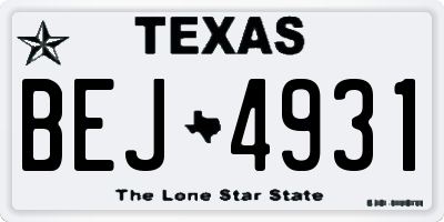 TX license plate BEJ4931